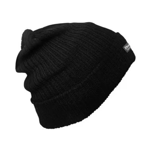 Mens Black Thermal Insulated Winter Beanie Hat warm Cap Fleece Lined Knitted Hat - Picture 1 of 3