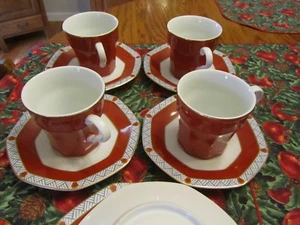 Mikasa Interlude cups and saucers octagonal shaped L9420(4) GA-19 - Picture 1 of 5