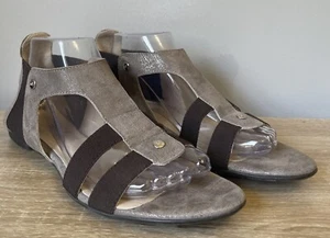 EUC AGL 39.5 Women US 9.5 Straps Stretch Pull On Ankle Sandals Brown Iridescent - Picture 1 of 10
