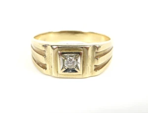 Vintage Estate 14K Gold & Diamond Mens Art Deco Style Size 10 Pinky Ring 5g - Picture 1 of 13