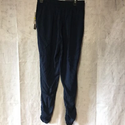 New Xoxo Women’s Size Medium Soft Jogger Pants Elastane Waist Navy Rayon - Image 1 of 4