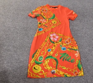 Nike Dress small womens orange stretch just do it colorful active swoosh - Picture 1 of 19