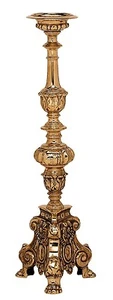 CANDELABRO Portacero da chiesa in ottone lucido STILE BAROCCO altezza 60 cm - Foto 1 di 1