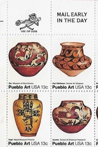 US Pueblo Art 13c Stamp Zip Block of 4 Scott #1706-1709 - Picture 1 of 1
