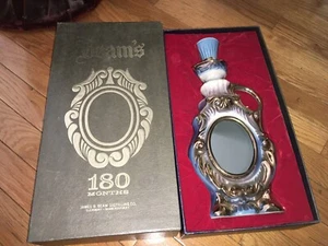 Jim Beam Mirror Decanter Blue White Gold Kentucky Bourbon Whiskey 1975 #145 - Picture 1 of 14