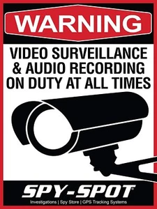 Set of 4 Video Surveillance Decals & Audio Recording Vinyl Weatherproof Stickers - Picture 1 of 3