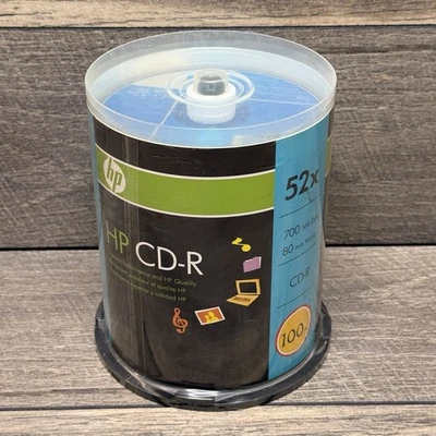 Disco de mídia 100 HP em branco CD-R CDR logotipo gravável marca 52X 700MB 80MIN - NOVO - Imagem 1 de 4