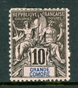 French Colonies 1897 Grand Comoro 10¢ Black Scott #5 Mint G431 - Picture 1 of 6