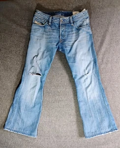 Diesel Jeans Men 32x32 Blue Zaf Bootcut Denim Italy Cowboy Western Distressed - Picture 1 of 10