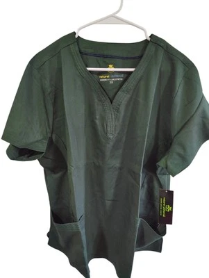 Natural Uniforms Womens Modern Fit Scrub Top Size 3X Cool Stretch Forest Green - Image 1 of 4