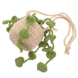Car Mirror Pendant Crochet Decor Decoration Flower Ornament Cute Potted Plants - Foto 1 di 12