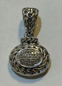 Authentic John Hardy Sterling Silver 18k Medium Oval Diamond Pendant - Picture 1 of 17