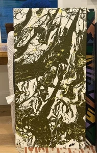 Original Abstract Acrylic Painting on Wood by M. Wolff “Terra Veins” 47x24 - Picture 1 of 12