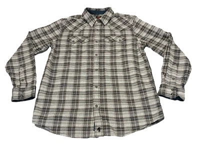 Moonshine Spirit by Brad Paisley Size L Brown Plaid Pearl Snap Men's Shirt - Image 1 of 4