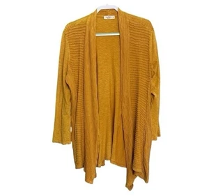 Jess & Jane Women’s Size XL Yellow Ochre Cotton Knit Open Cardigan Lagenlook - Picture 1 of 7