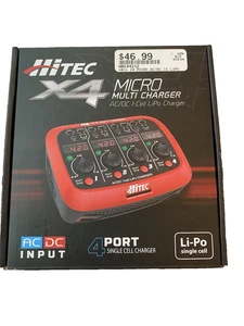 Hitec X4 Micro Multi Charger 44212 AC/DC 1-cell LiPo charger 4port single cell - Picture 1 of 3