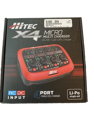 Hitec X4 Micro Multi Charger 44212 AC/DC 1-cell LiPo charger 4port single cell - Image 1 of 3