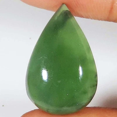 A+ Super Natural Green Serpentine 21.80 Ct Pear Cabochon 16x26x6 mm Gemstone Y21 - Image 1 of 4