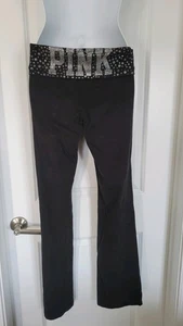  Vintage Victoria Secret Pink Bling Stud Fold Over Boot Leggings Pants L - Picture 1 of 8