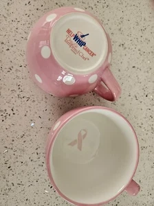 Pampered Chef Help Whip Cancer Set of 2 Pink With White Dots Cups Mugs #5414 - Picture 1 of 5