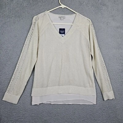 Top Lucky Brand para mujer cuello en V dorado brillante tejido en capas talla S/P NUEVO Foto 1 de 4