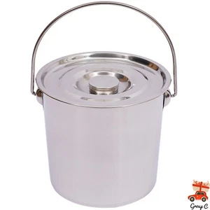 12L Extra Thick Barrel Bucket Stainless Steel Food Water Storage Bucket with Lid - Picture 1 of 11