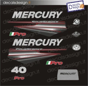 Adesivi motore marino fuoribordo mercury 40 cv PRO  barca stickers  - Foto 1 di 1