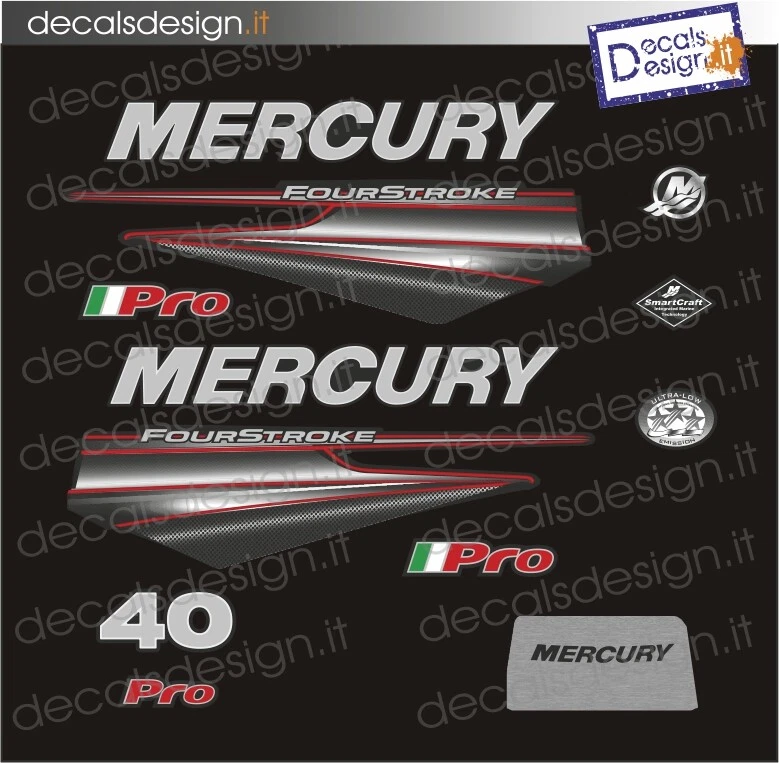 Adesivi motore marino fuoribordo mercury 40 cv PRO  barca stickers  - Immagine 1 di 1