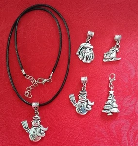 CHRISTMAS ANTIQUE SILVER CHARM - SLEIGH - SNOWMAN - SANTA - TREE - WINTER - U CH - Picture 1 of 17