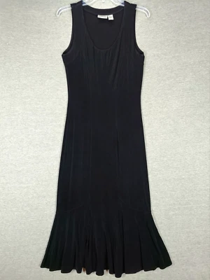 Maxi Vestido Chicos 0 Mujer Midi Pequeño Negro Sin Mangas Elastizado Tejido Embalable Foto 1 de 4