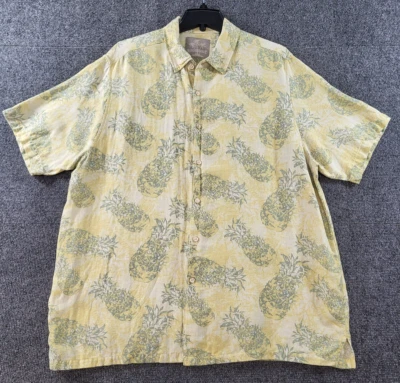 Camisa de campamento hawaiana Margaritaville para hombre 2XL multi piña abotonada seda/lino Foto 1 de 4
