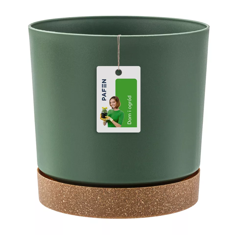 Blumentopf Übertopf Tubo Prosperplast Blumenkübel mit EcoHolz Untersetzer Rund - Bild 1 von 4