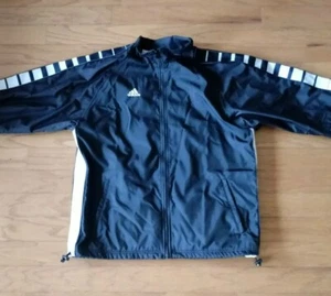 Vintage Adidas drei Streifen leichte Windbreaker Jacke Herren Gr. Medium schwarz EUC - Bild 1 von 12