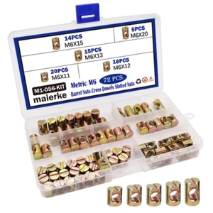 72PCS Metric M6 Barrel Bolts Cross Dowel Slotted Nuts Furniture Nuts,M6 X 11Mm/1 - Picture 1 of 12