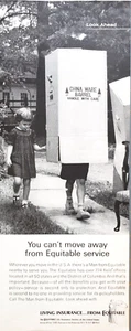PRINT AD Equitable Life Insurance 1963 5x13 Move Away Wearing Box - Picture 1 of 1