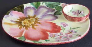 Pfaltzgraff Flower Market Hors d'oeuvre Tray Attached Bowl 11 3/4" - Picture 1 of 2