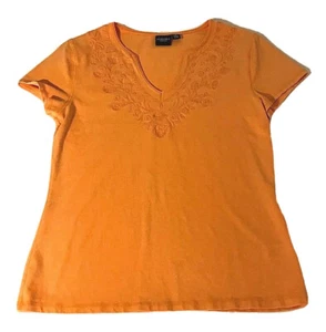 Sonoma Life+Style Pre-owned Orange Women Short Sleeve Top Shirt Size Medium - Picture 1 of 8
