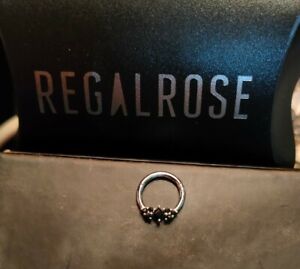 Regal Rose Silver Septum Clicker With Black Stones