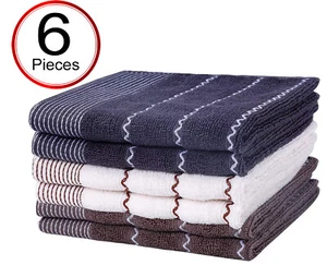 New 6 Pieces 100% Cotton 3 Color 12 x 12” Wiping Cleaning Multipurpose Towels - Picture 1 of 3