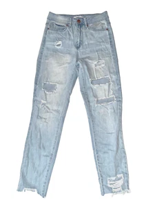 Pantalones de mezclilla YMI tiro alto tobillo ajuste de ensueño para mujer 5/27 azul claro destruidos elásticos - Imagen 1 de 7