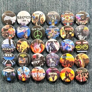 Bandas para el cabello de los 80 1,5" botones pinback metal pesado clásico hard rock retro 30 prendedores - Imagen 1 de 9