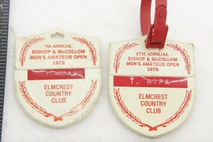 (2) GE Elmcrest Country Club Bishop McCollum Men's Open 1978 1979 Golf Bag Tags - Picture 1 of 2