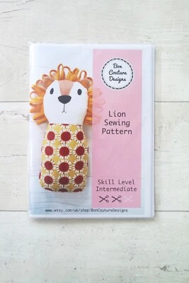 Lion cuddly soft toy paper sewing pattern by Bon Couture Designs - Image 1 of 4