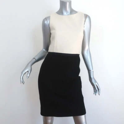 Michael Kors Two-Tone Sleeveless Mini Dress Ivory/Black Wool Crepe Size 4 - Image 1 of 4