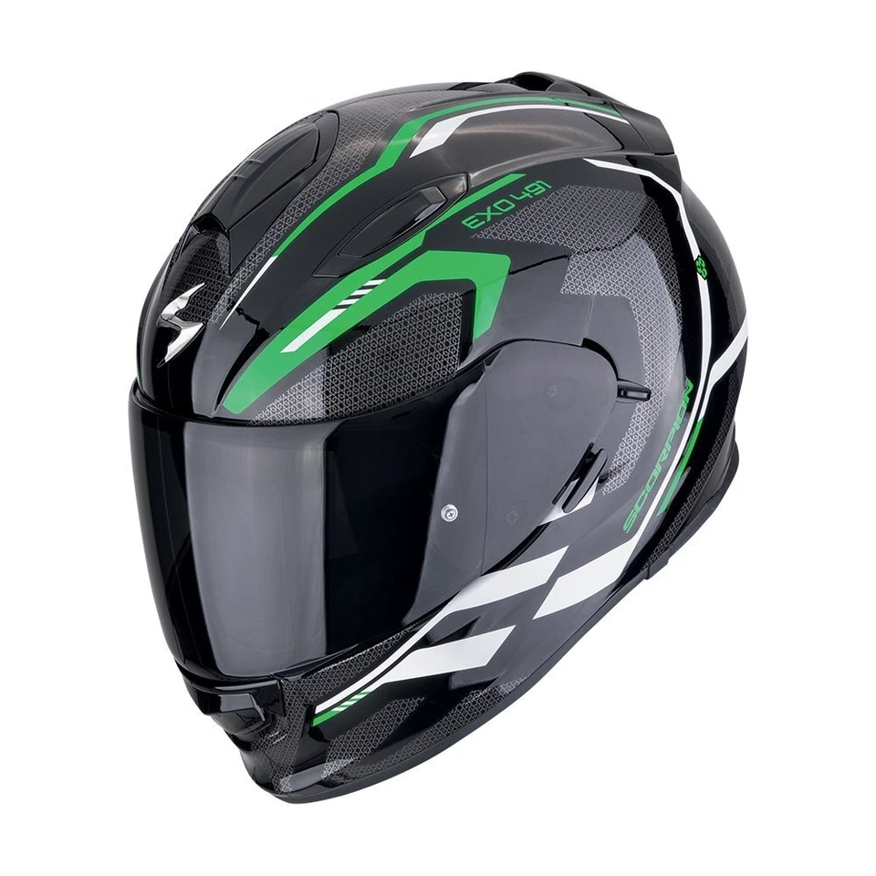 NEU Scorpion Motorradhelm EXO-491 KRIPTA schwarz-grün Sonnenblende ECE R22.06 - Bild 1 von 1