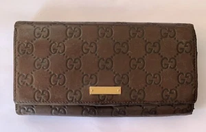 Gucci Geldbörse Portemonnaie Lang Portemonnaie Guccissima Braun Damen Original - Made In Italy - Bild 1 von 6