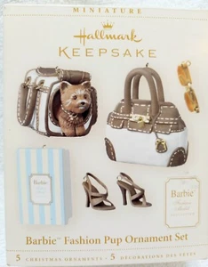 Barbie Fashion Pup Ornaments Hallmark Keepsake 2006 Miniature Ornaments 5 Pc New - Picture 1 of 18