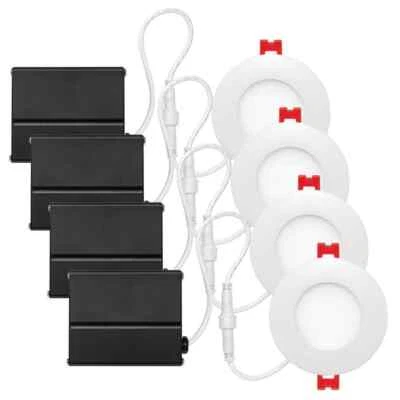 Globe Electric Slimline 3 in. White Finish Integrated LED Recessed Kit (4-Pack)