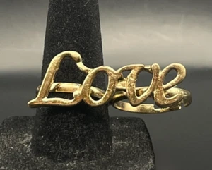 Gold Tone Love Ring - Size 7 - Picture 1 of 4
