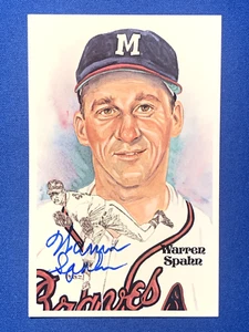 Postal autografiada por Warren Spahn Pérez Steele Milwaukee Braves Cy Young 1957 - Imagen 1 de 2